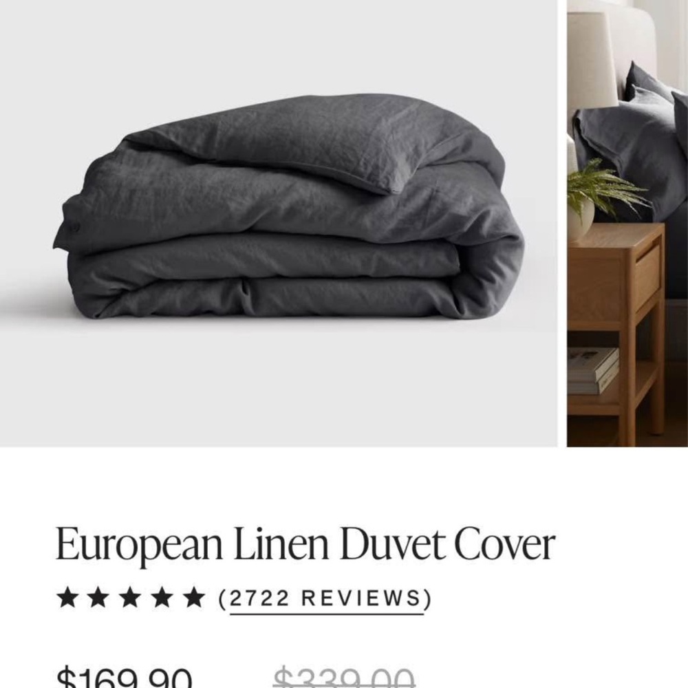 Quince European Linen Duvet Cover - Charcoal